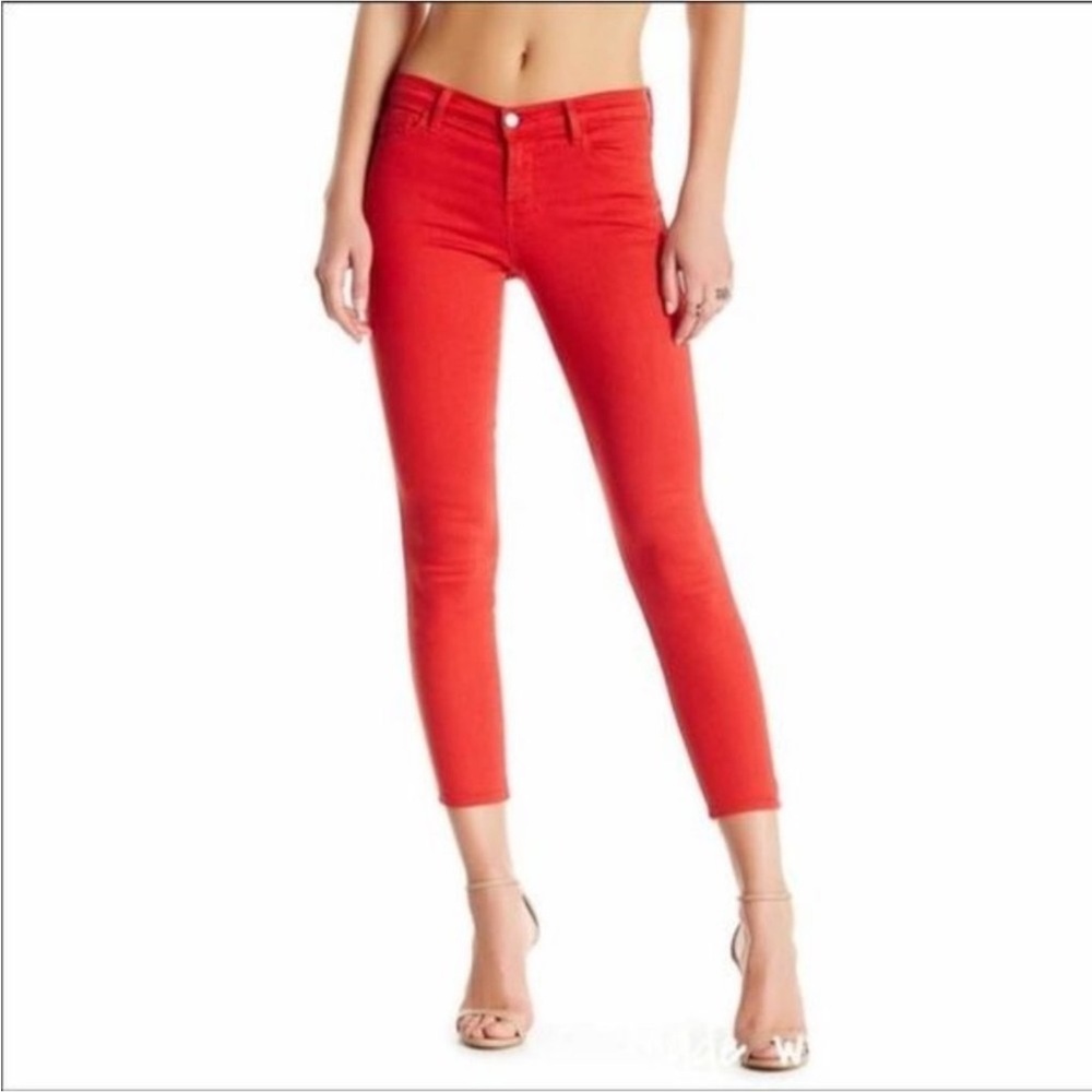 J Brand Skinny Crop Pompeian Red Jean Size 28
